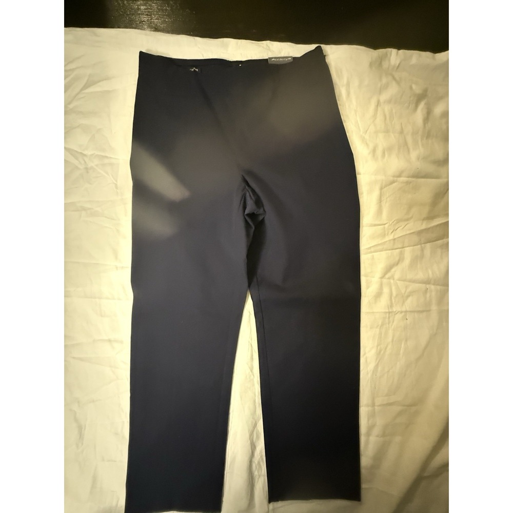 talbots crop pants navy slim leg side zip women's size 6 regular office siren